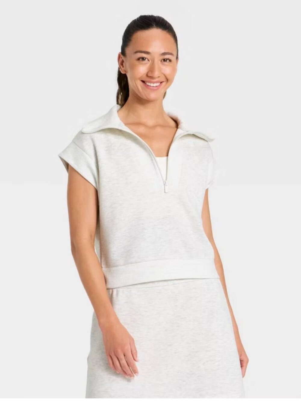 All in Motion Airy Sleek Quarter Zip Tank Top Heather Gray | Small | NWT